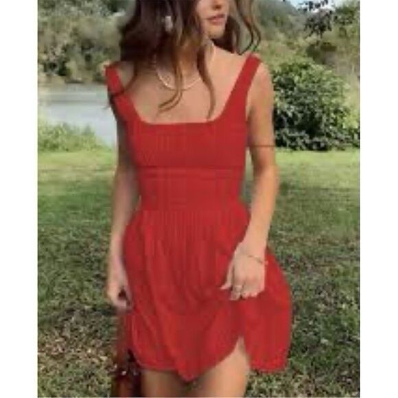 Commense Dresses & Skirts - (W1) Commense Flirty Red Bohemia Short Dress, corset-style fitted waist, size s
